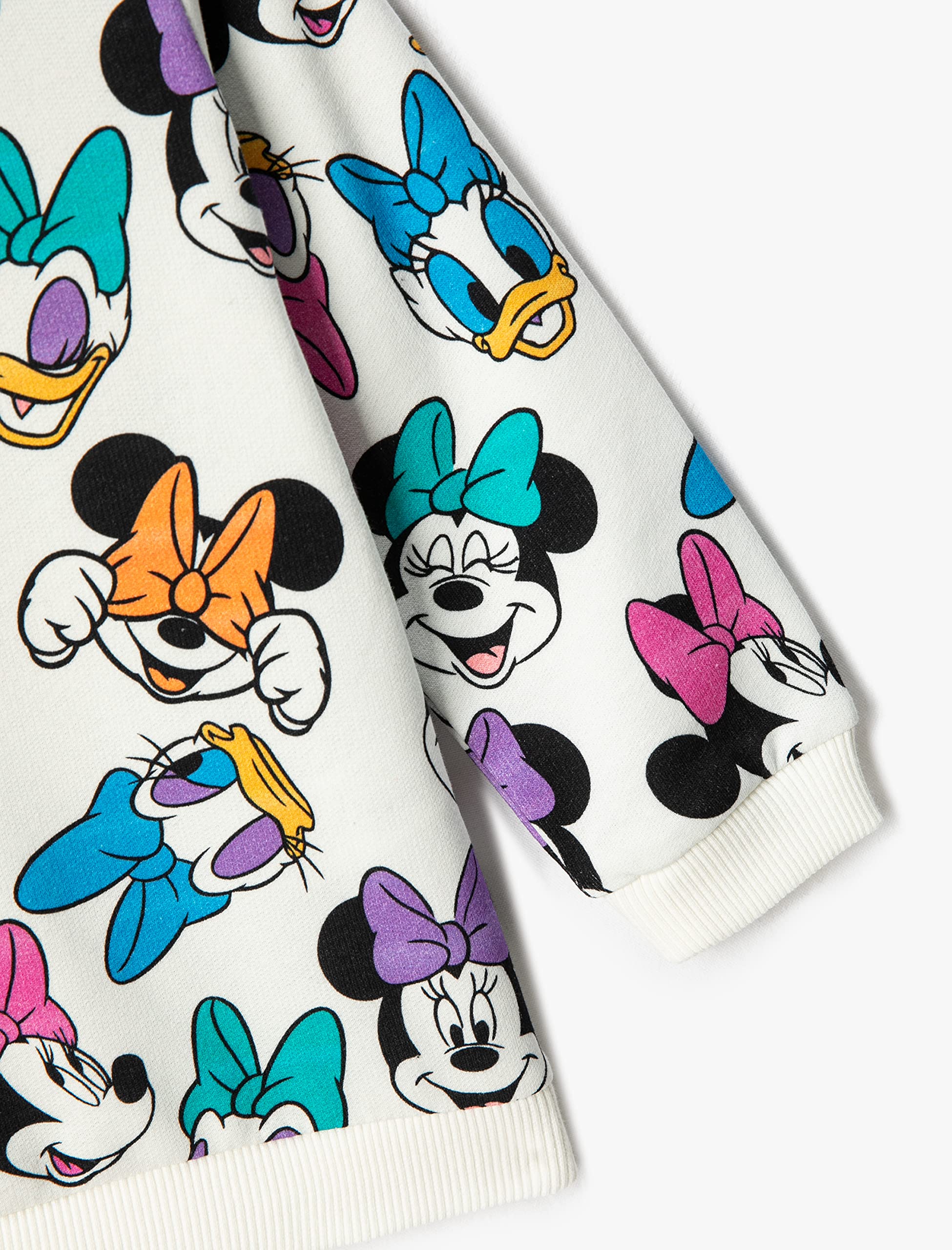 Koton Minnie Mouse and Daisy Duck Sweatshirt Imprimé en Coton Brossé Intérieur Maillot de survêtement Bébé Fille