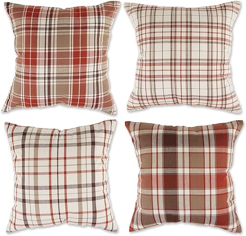 Miniatura 9 de DII Juego de fundas de cojín cuadradas decorativas, cremallera oculta, algodón y lavable a máquina, 18 x 18 pulgadas, estampado otoñal, 4 piezas