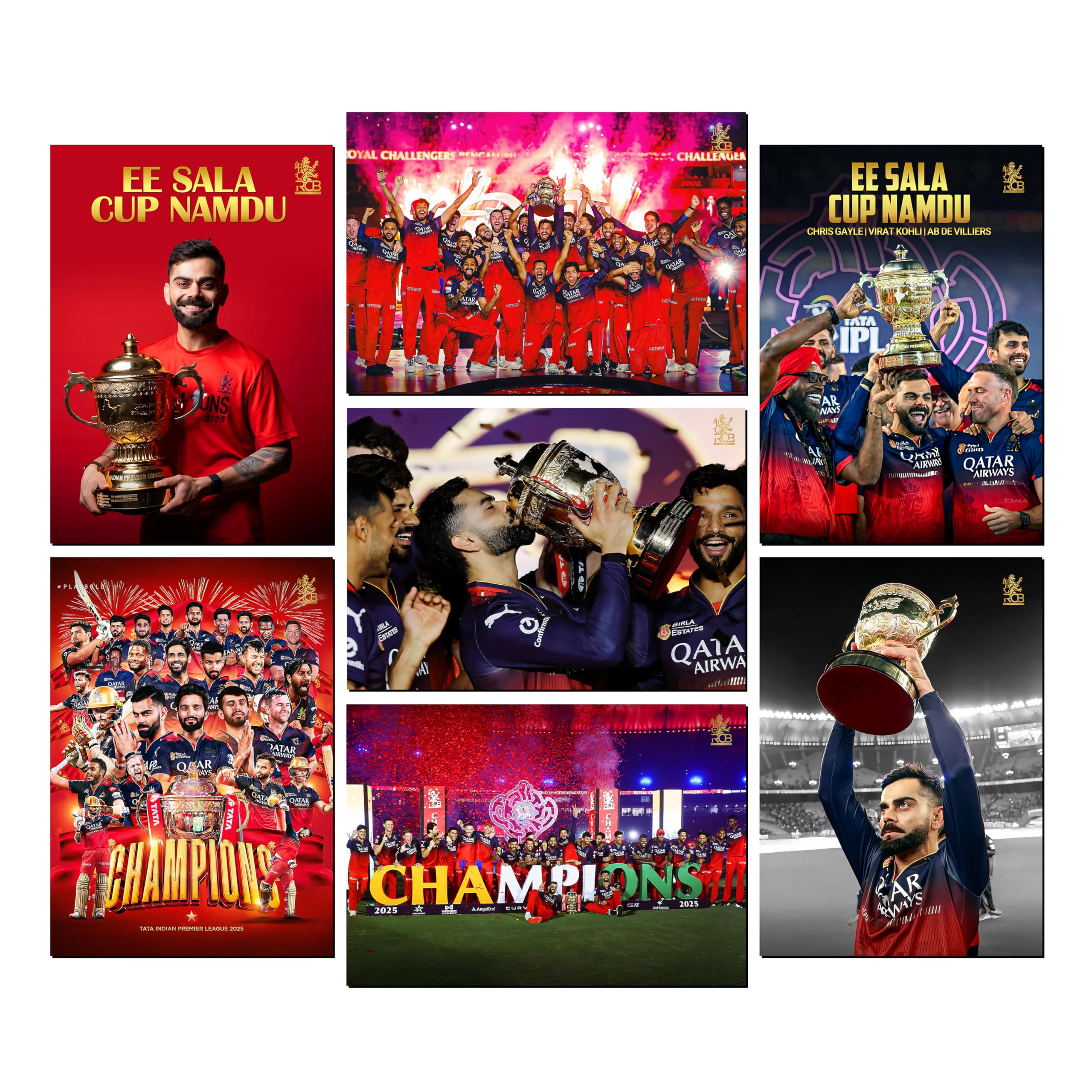 MODERN GALLERY MART Virat Kohli RCB IPL 2025 Champions Wall Poster | A4 Size (8.3 x 11.7 inch) | Cricket Wall Art for Fans (1)