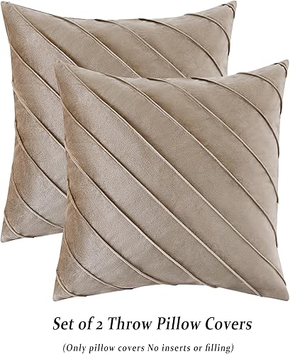 Vista 83 de GIGIZAZA Juego de 2 fundas decorativas de terciopelo de 18 x 18 pulgadas, fundas de almohada cuadradas de color verde azulado para sofá, fundas