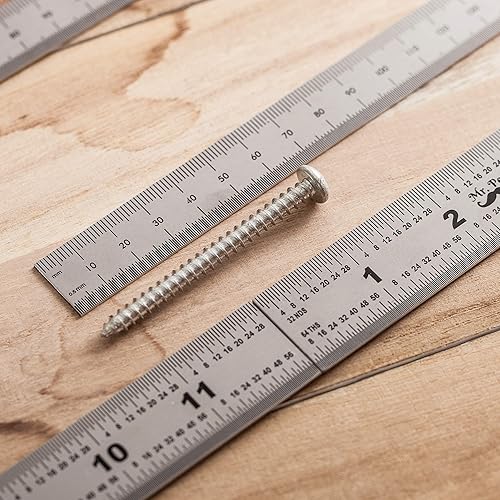 Miniatura 3 de Mr. Pen - Regla de maquinista, paquete de 4 (6, 8, 12, 14 pulgadas), regla métrica y milimétrica, 1/64, 1/32, mm y 0.020 in, acero inoxidable