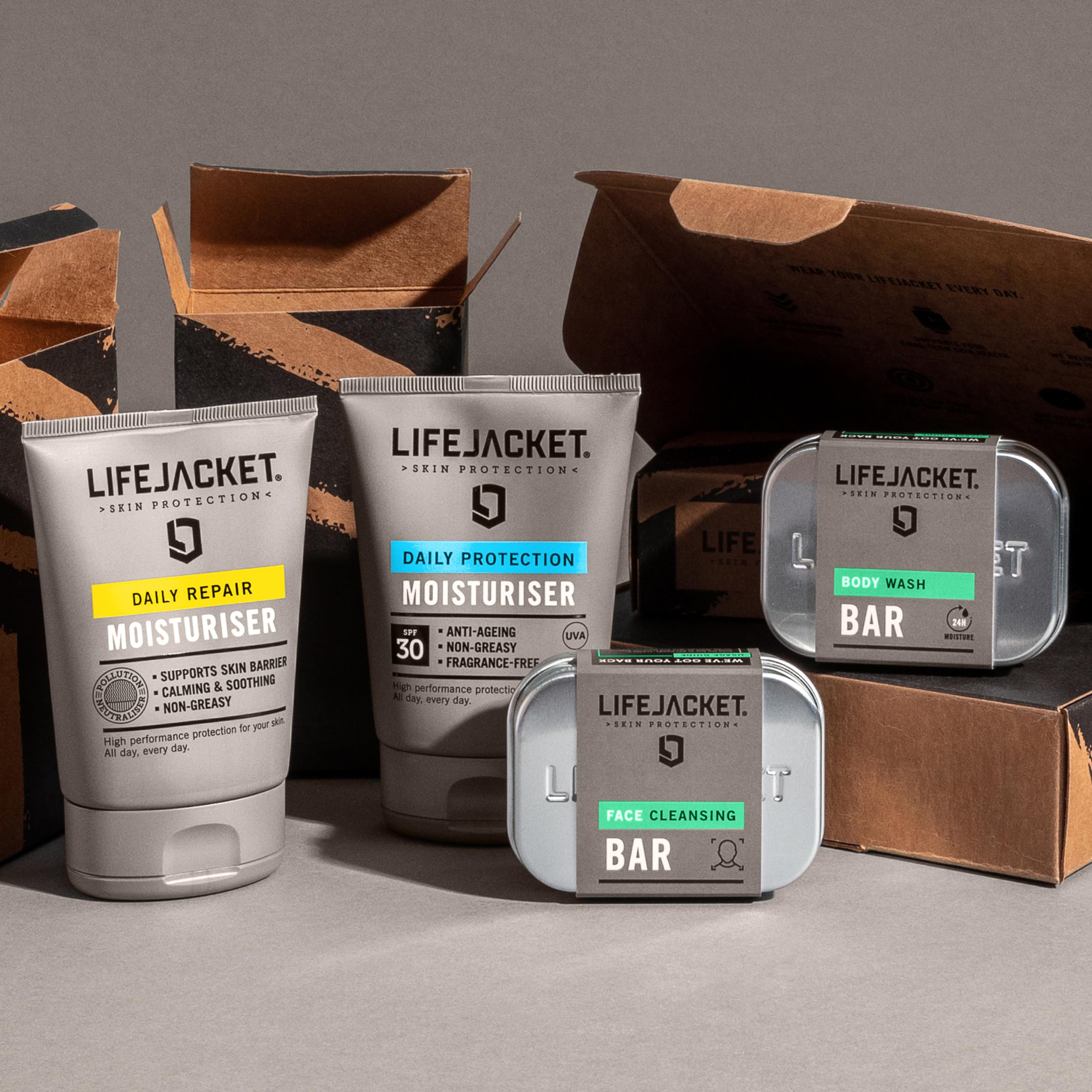 LifeJacket Daily Protection Set, SPF30 Moisturiser, Repair Hydration Face Cream