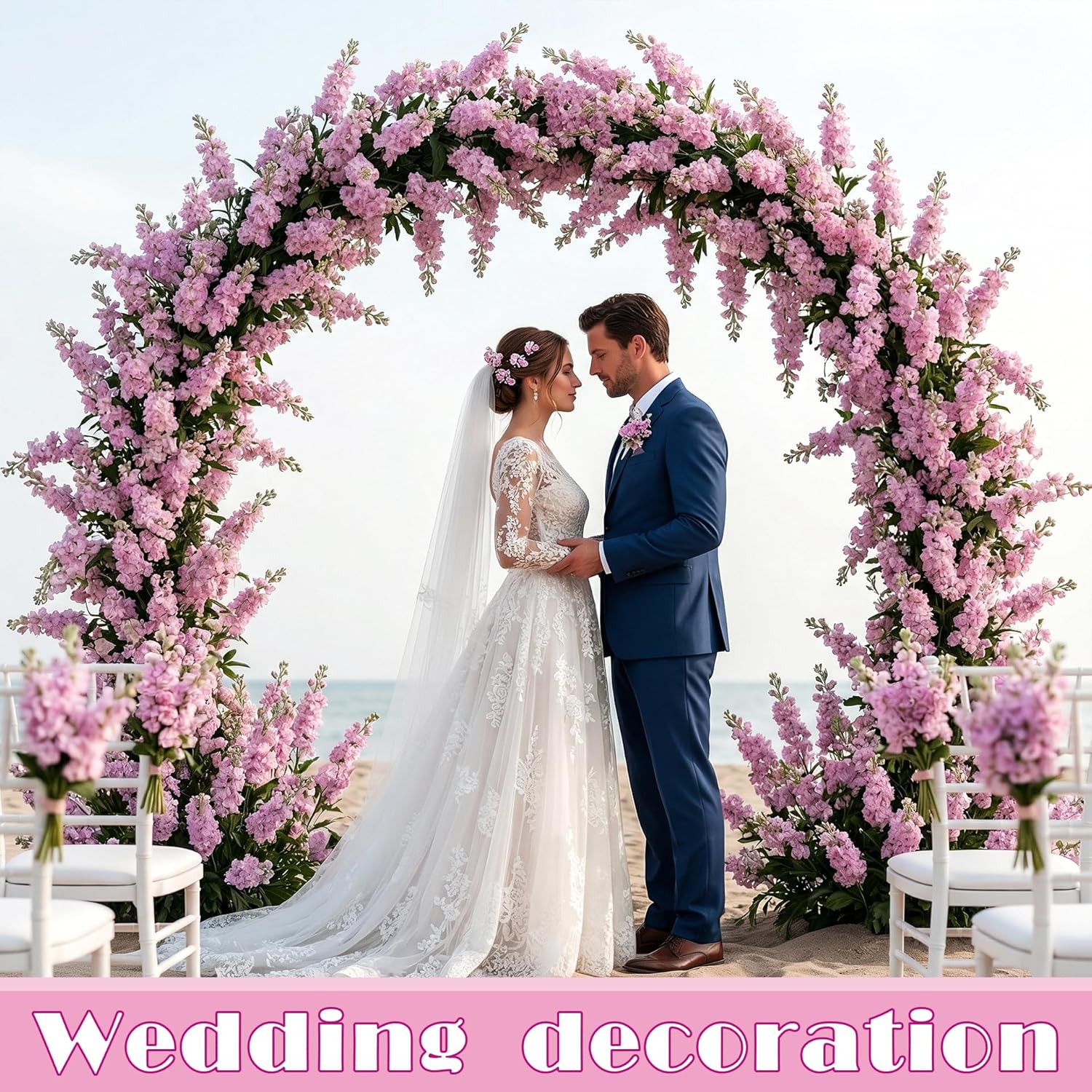 Fake Flowers 23.6” Delphinium Artificial Flowers 8Pcs Silk Flowers with Stems Long Stem Artificial Flowers for Tall Vase Faux Flowers for Indoor Home Decoration Wedding Decoration Centerpiece (Purple)