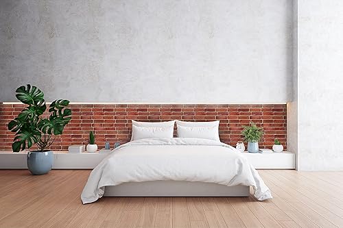 Miniatura 7 de Retro-Art Paneles de pared 3D, paquete de 10, ladrillo viejo en rojo, PVC, 17.5 x 23.75 pulgadas, cubre 28.86 pies cuadrados 572OR