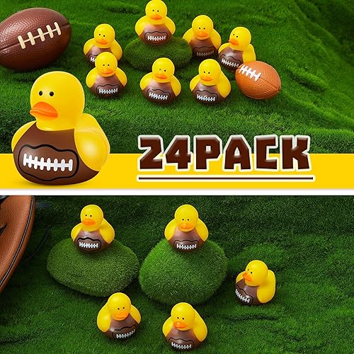 Miniatura 4 de 50 patos de goma de fútbol flotantes, juguete de ducha de pato de fútbol, juguete de fútbol deportivo, mini patos para decoración de cumpleaños y