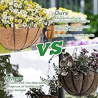 Vista 6 de Y&M Forro de cesta colgante de fibra de coco semicircular preformado de 16 pulgadas, forro de repuesto de coco medio redondo, 2 piezas