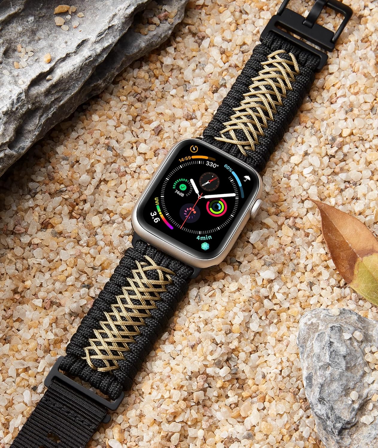 BINLUN Watch Band Compatible with Apple Watch 44mm 45mm 46mm 49mm, Braided Paracord Nylon Watch Strap Replacement Compatible with iWatch Ultra/Ultra 2 Series 10/9/8/7/6/5/4/SE/SE2/3/2/1 for Men - Image 4