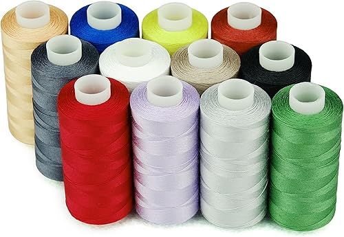 Simthread 12 hilos de algodón multiusos, 50 s3 hilos para coser, etc. - 550 yardas cada uno (colores neutros)