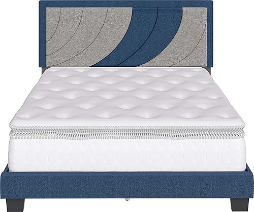 Miniatura 55 de Boyd Sleep Beaumont - Cama de plataforma tapizada con cabecero, base de colchón con 14 soportes de listones de madera, no requiere somier, piel