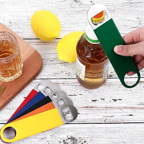 Miniatura 4 de 24 abrebotellas planas de acero inoxidable de 7 pulgadas a granel, abridor de tapas de botellas sólidas con hoja de barra resistente, herramientas