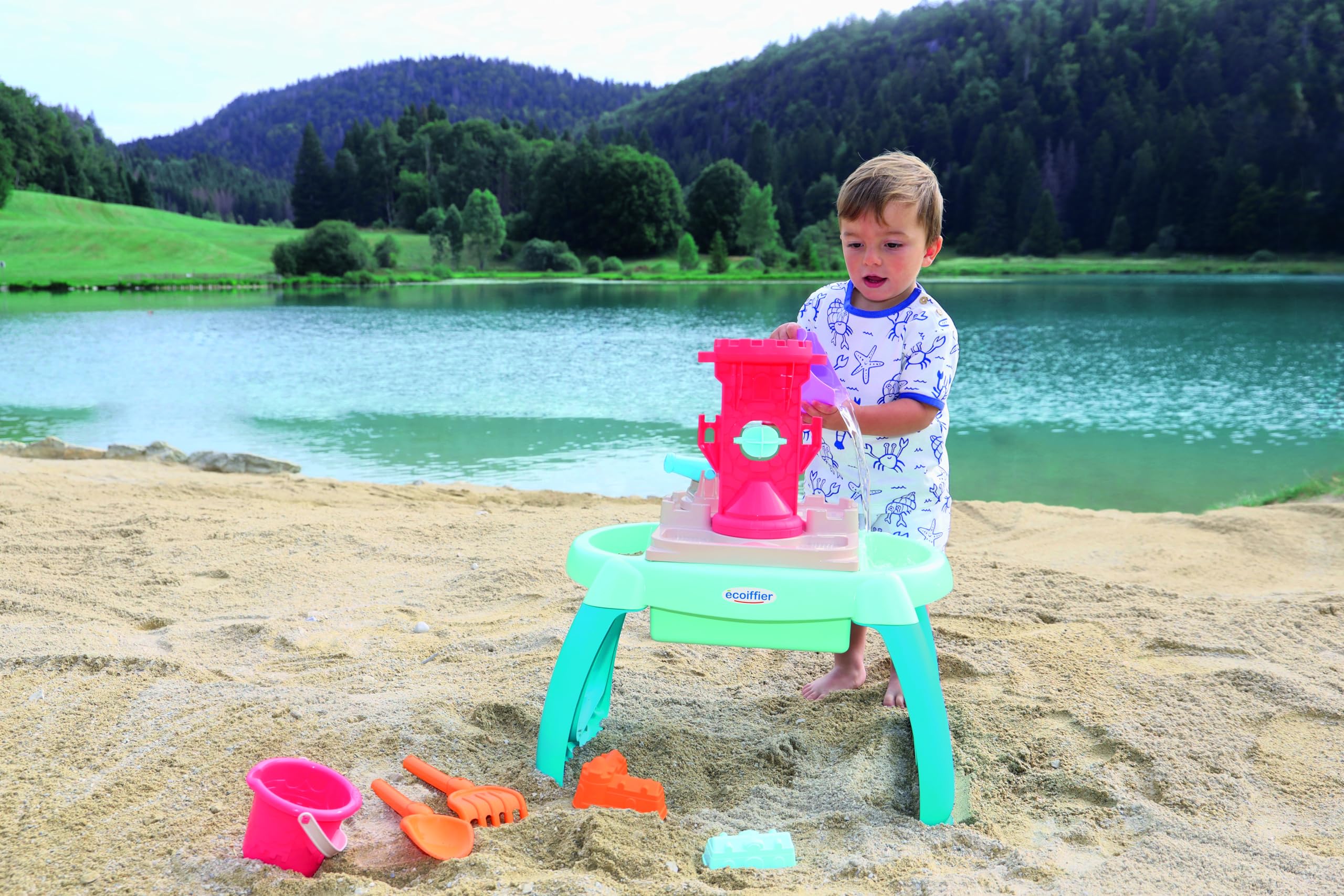 Ecoiffier - Table Sable Et Eau Enfant - 3 Compartiments avec Nombreux Accessoires Inclus - Dès 18 Mois - Jouet pour Enfant - 4603 - Garantie France Origine