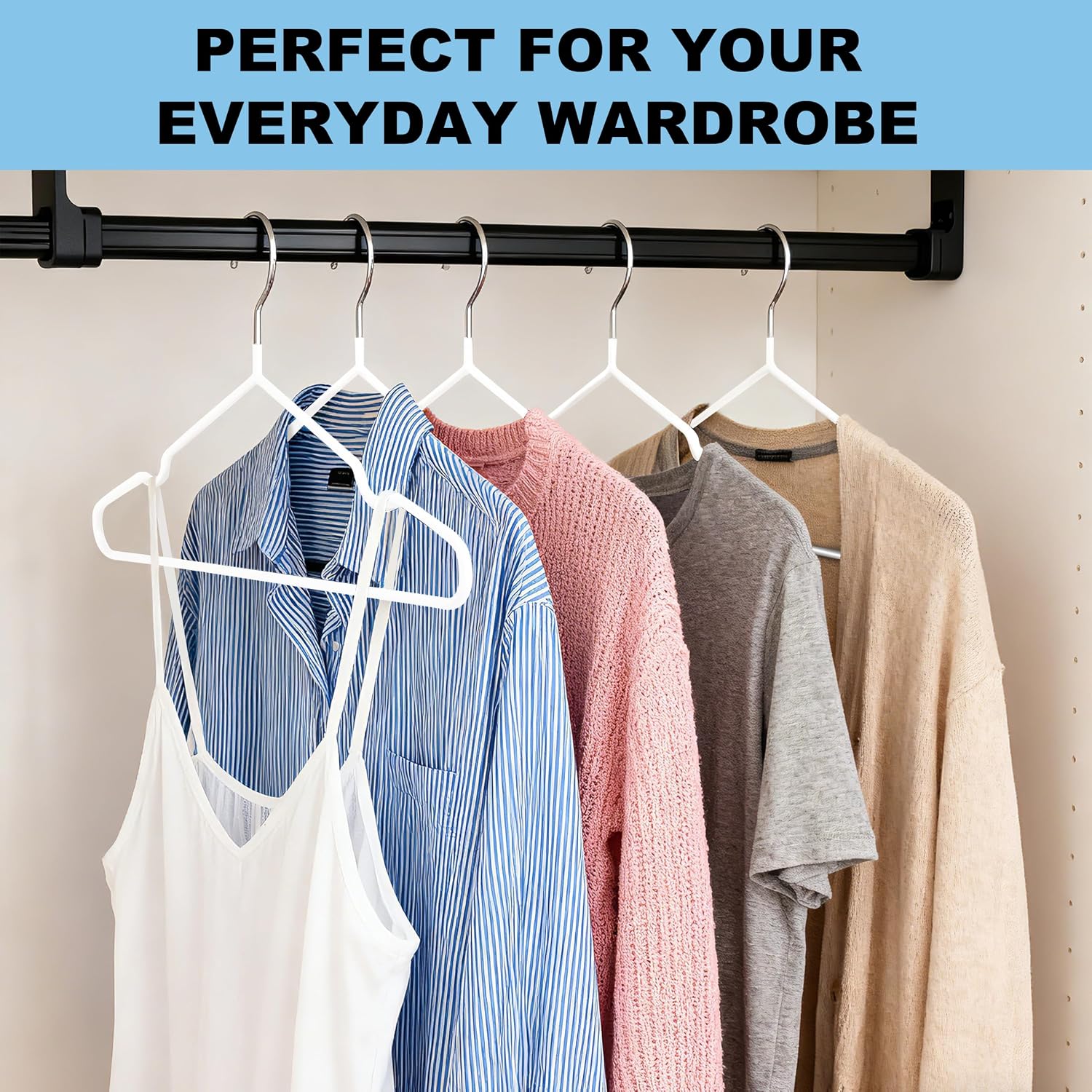 Quality Non-Slip Metal Hangers 50 Pack - Slim Space Saving for Closet