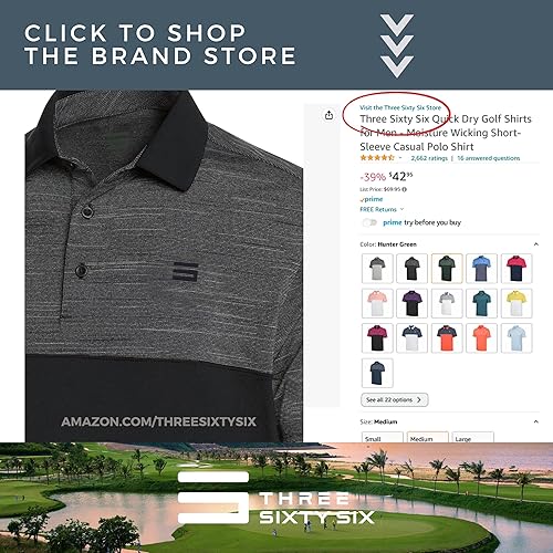 Miniatura 9 de Three Sixty Six Quick Dry Golf Shirts for Men - Moisture Wicking Short-Sleeve Casual Polo Shirt