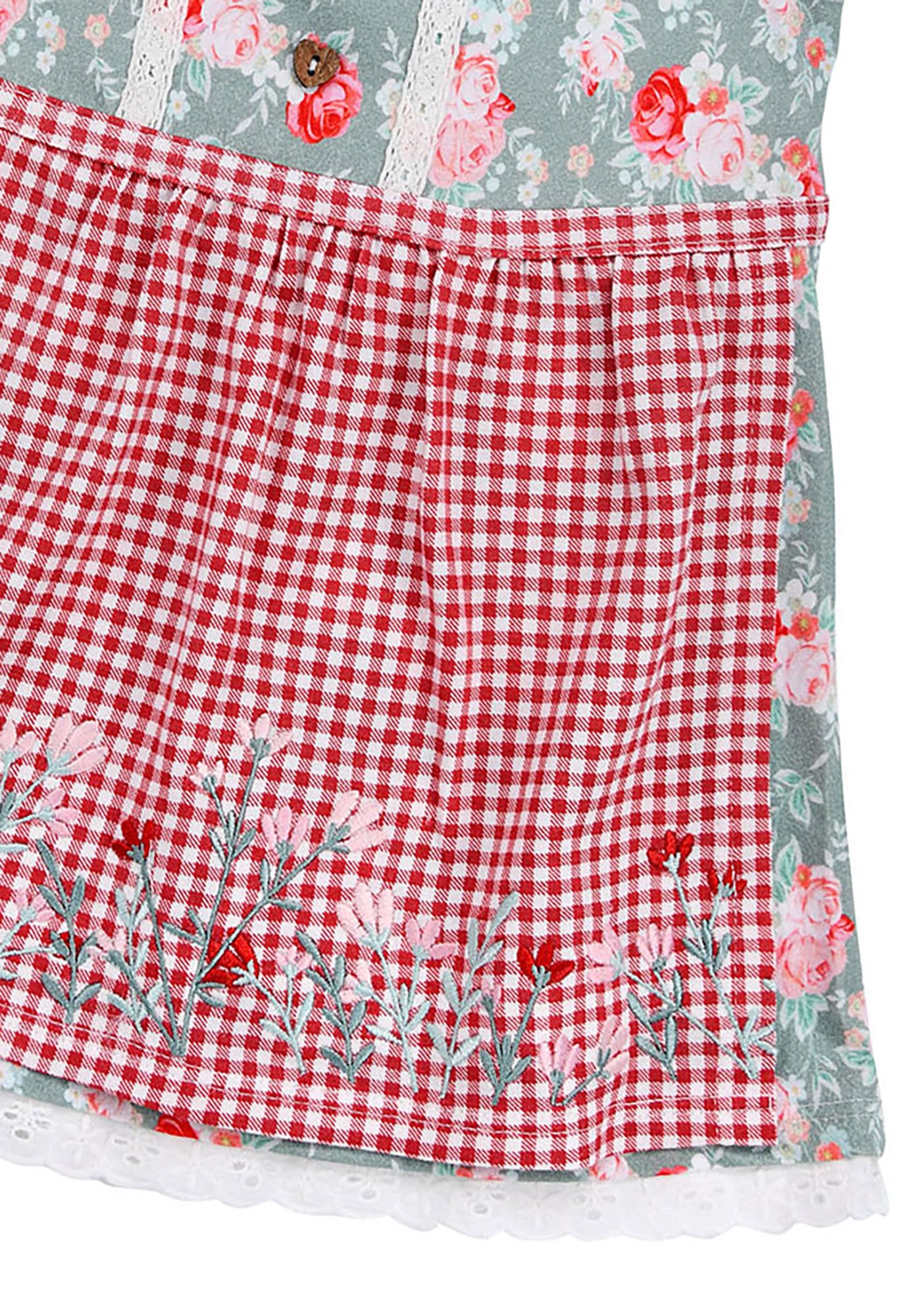 Bondi Baby Mädchen Dirndl Blumenallover 86846 | Grün Rot