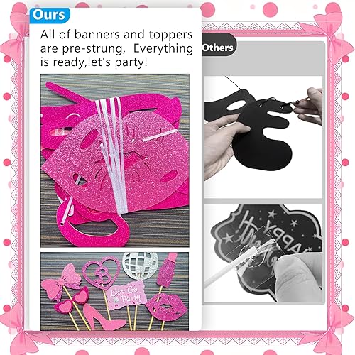 Miniatura 5 de Kit de arco de guirnalda de globos rosa intenso de princesa, decoración de fiesta Let's Go, lápiz labial rosa 4D para niña, bola de beso, globos de
