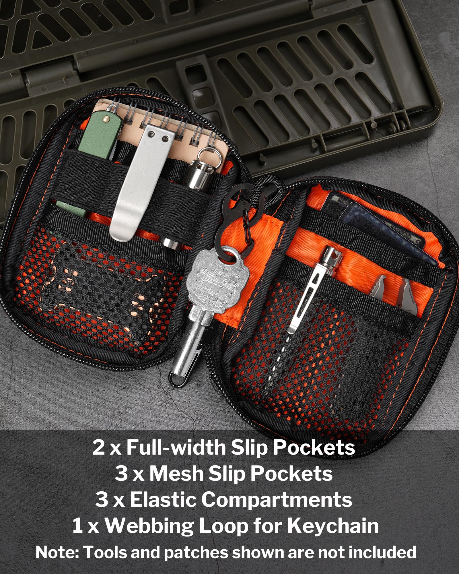 VIPERADE VE31 EDC Organizer do torebki, mini torba na narzędzia, kieszonkowa torba na organizer, mała torebka, YKK zamek błyskawiczny EDC Utility Admin Pouch na kemping, do rzemiosła buszowego,