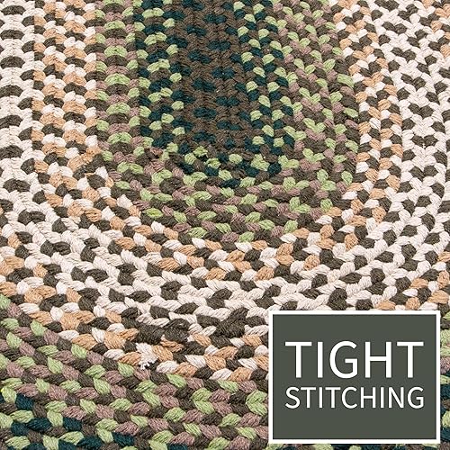 Miniatura 6 de Super Area Rugs Alfombra trenzada ovalada grande de 7 x 9 pulgadas, color verde y marfil, para dormitorios y salas de estar estilo rústico