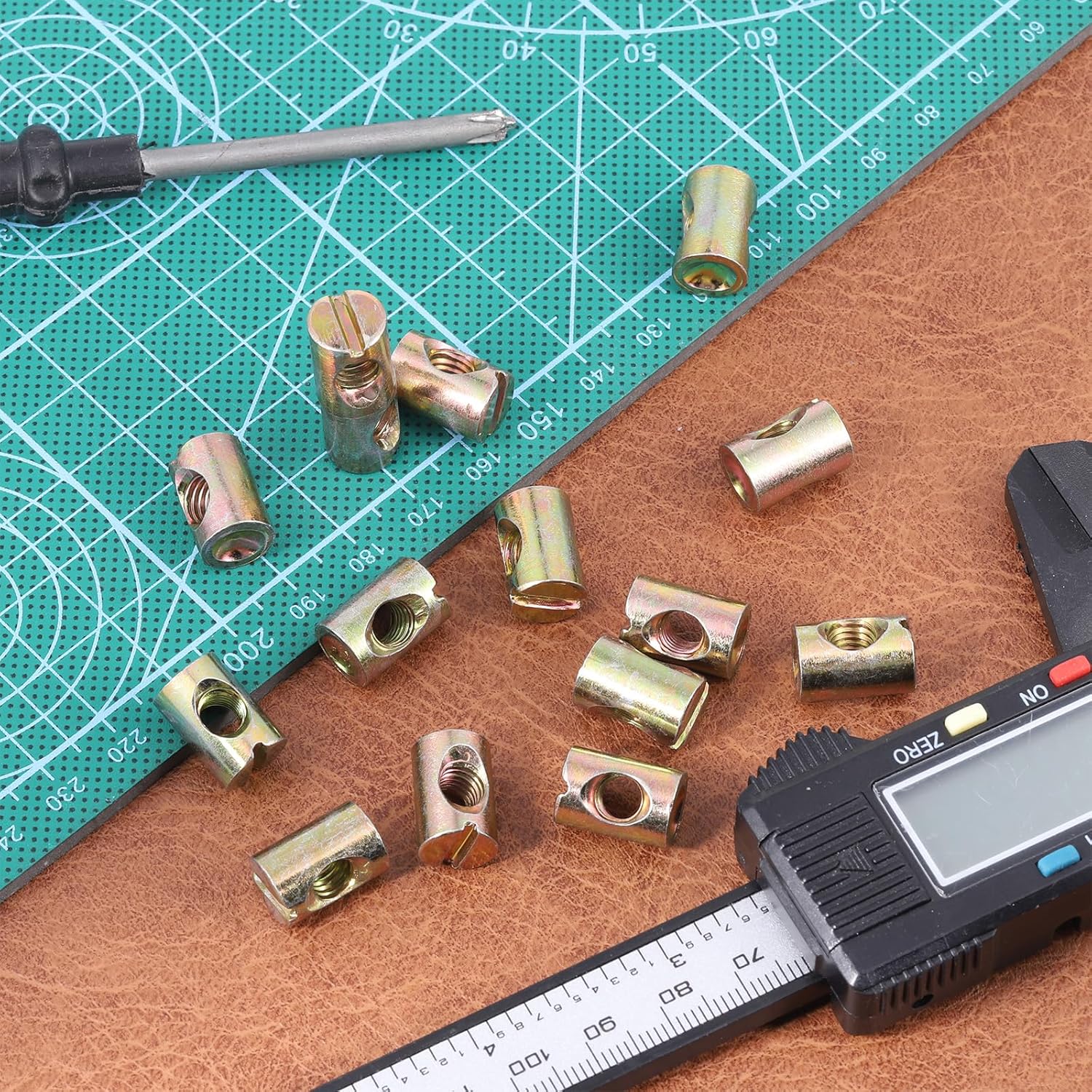 15 Pcs M6x13mm Barrel Nuts Cross Dowels Slotted Nuts Hammer Embedded Nut Hardware Replacement Kit for Beds Chairs