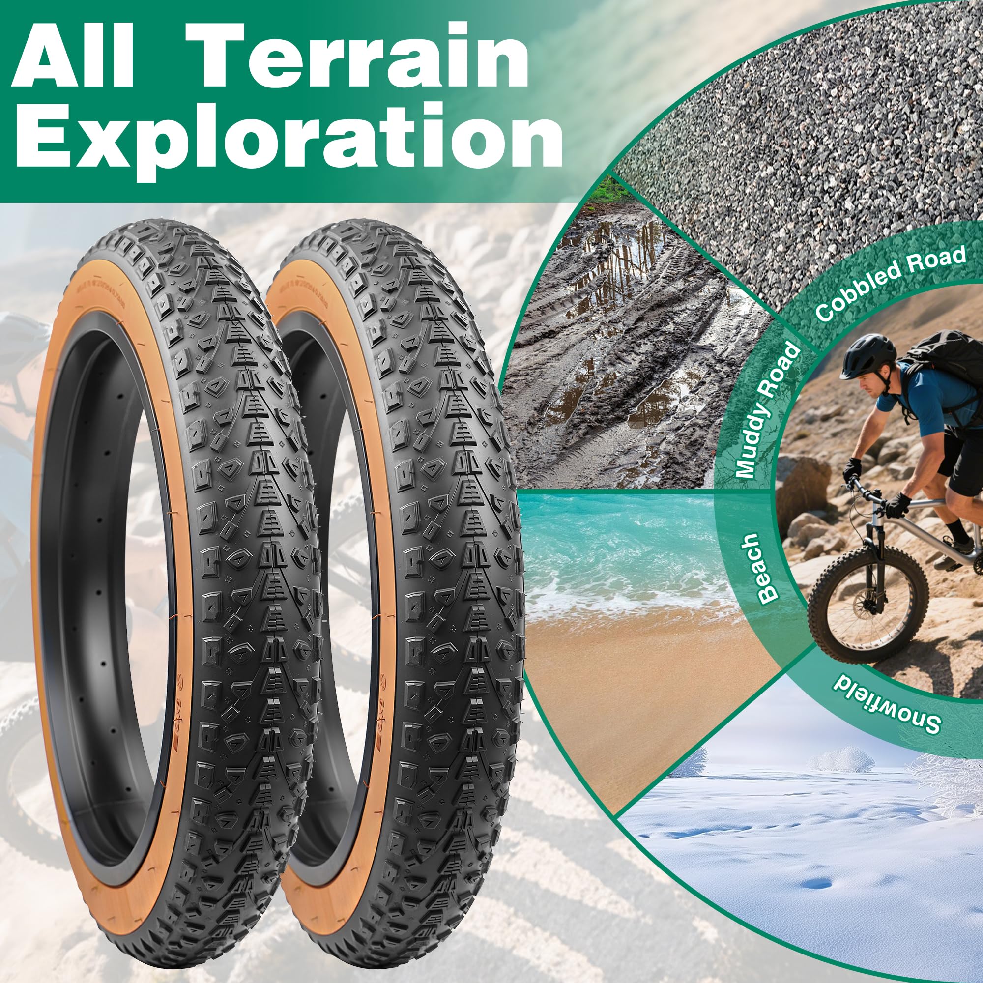 Pneu de Vélo 20x3.0 (76-406) - Pneu de VTT/VTC - Antidérapant, Résistant aux Punctures