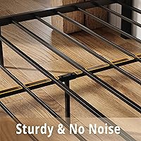 Vista 8 de LIKIMIO Queen Bed Frame, Tall Industrial Headboard 51.2 ", Platform Bed Frame with Strong Metal Support, Solid and Stable, Noise Free, No Box Spring