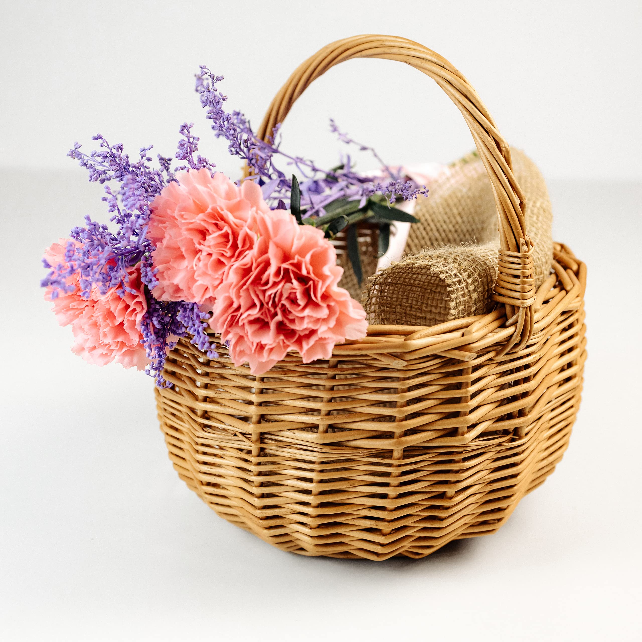 Creative Home Petit Panier de Pâques en Osier | 22 x 22 x 26 cm (+/- 2 cm) | Panier avec anse | Tissé à la main | Panier cadeau | Panier fruits | Marron naturel