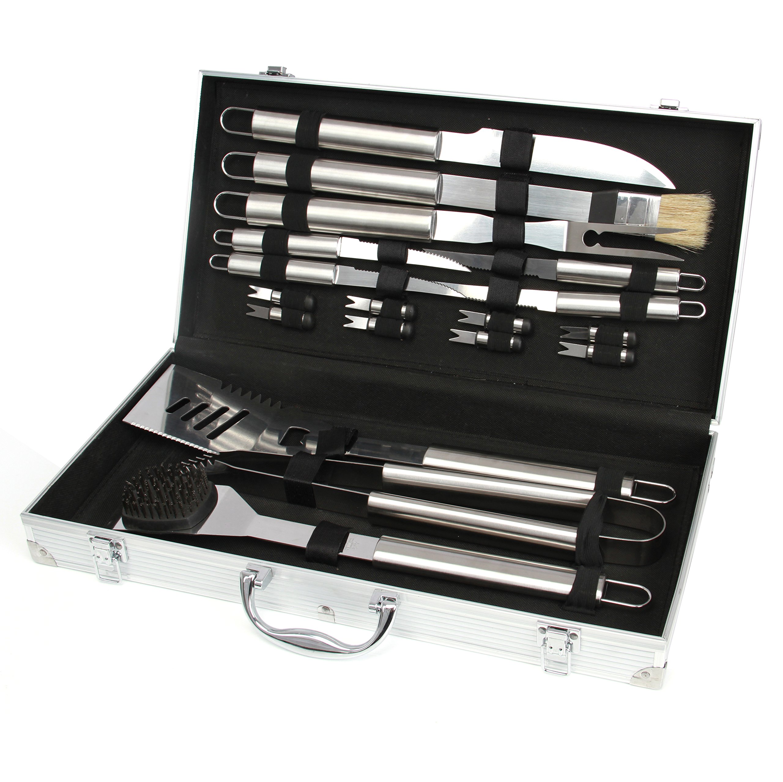 Grill cutlery set, 18-piece BBQ tool set with a case