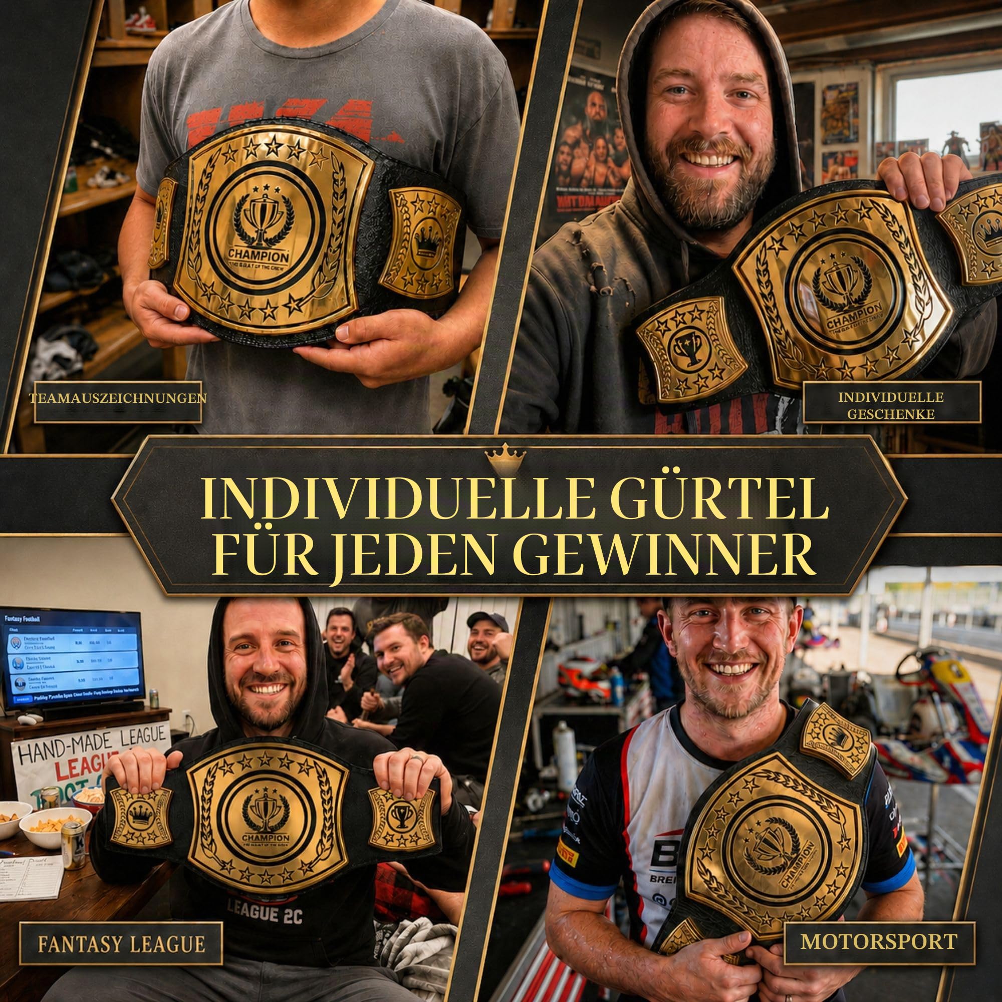 HANDSY Meisterschaftsgürtel Erwachsene - Trophäengürtel für Sport, Auszeichnungen, Geschenke, Events und Preise - Wrestling-Titelgürtel für Champions