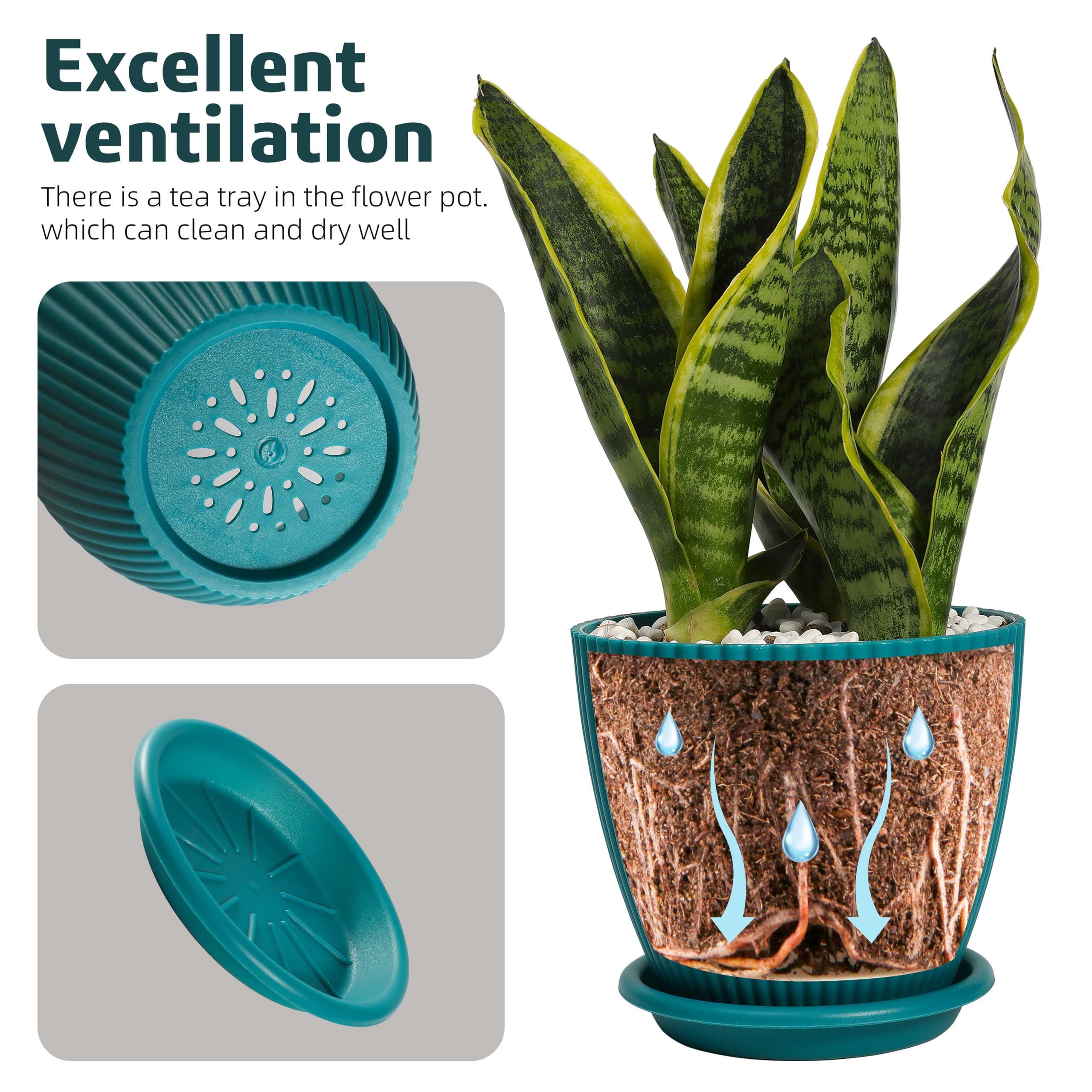 Amazon.co.jp: YENXIKU 6インチ 植木鉢 自給式プランター