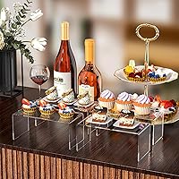 Vista 2 de Jusalpha 4 piezas elevadores de acrílico transparente, estantes elevadores de exhibición de acrílico, accesorios de estante de vitrina para joyería