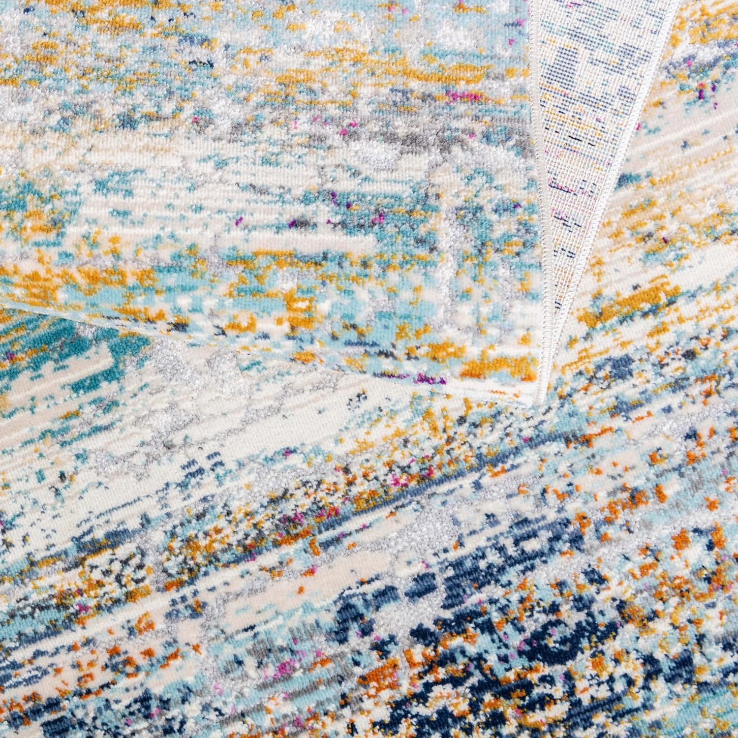 Rugs.com Malibu Collection Rug – 3x5 Multi Low-Pile Rug Perfect for Entryways, Kitchens, Breakfast Nooks, Accent Pieces