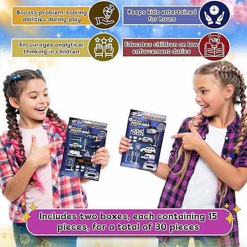 Miniatura 4 de Forest & Twelfth - Juego de 2 15 piezas de mini coche de policía fundido a presión para niños y niños pequeños, promueve el juego creativo de