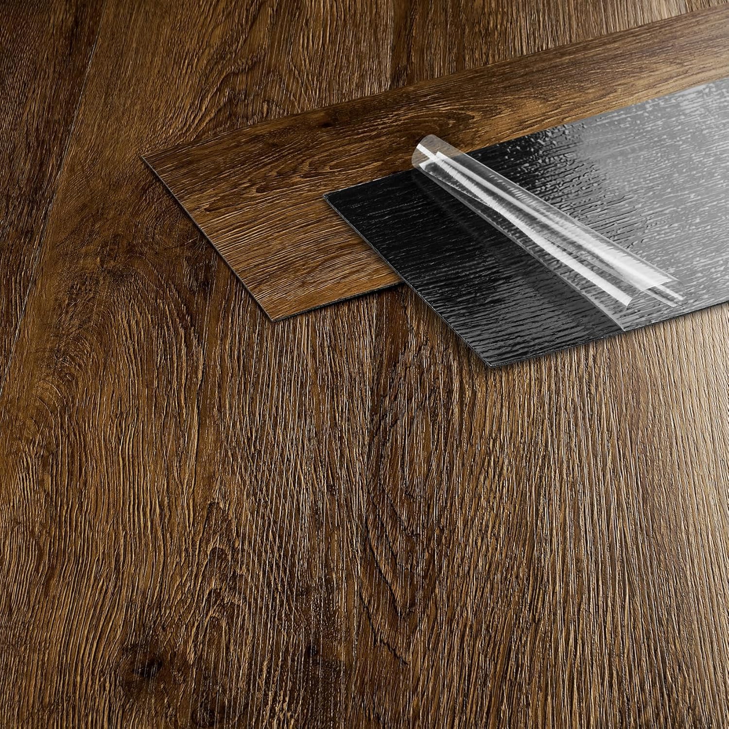 FunStick 90×15CM 35 Losetas Vinilo para Suelo Autoadhesivo Cocina Efecto Madera Marrón Baldosa Suelo Vinilo Autoadhesivo Baño Lavable Papel Adhesivo Madera para Suelo Baño Habitación Marrón Suelo PVC