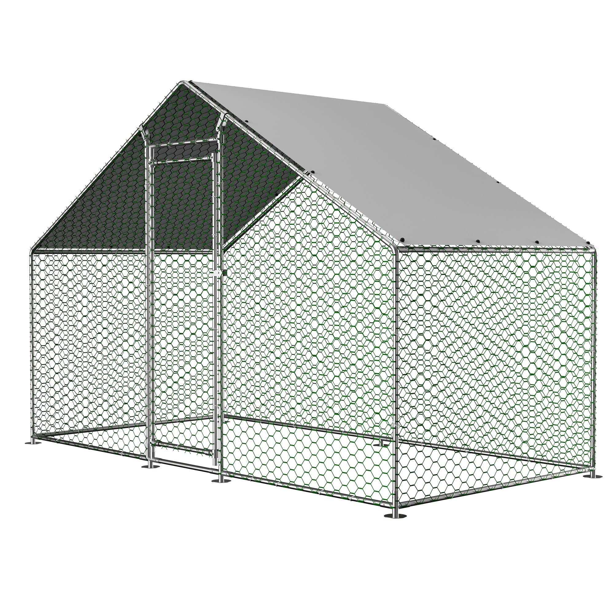 Hühnerstall Freilaufgehege 3x1,5x2m Wasserdicht PE-Plane Geneigtes Dach