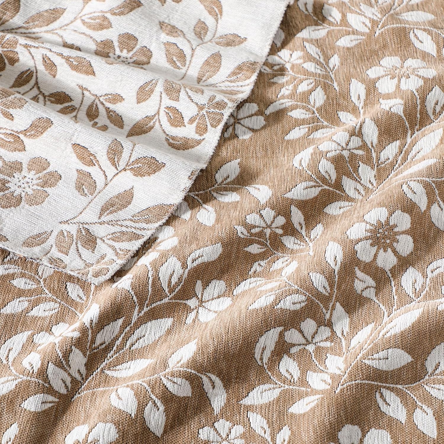 Floral Chenille Throw Blanket 50 x 60'' Farmhouse Vintage Boho Flower Blanket Soft Throw for Couch Bed Sofa Chair Living Room Outdoor Woven Decorative Home Gift(Brown)(Flower,Brown)