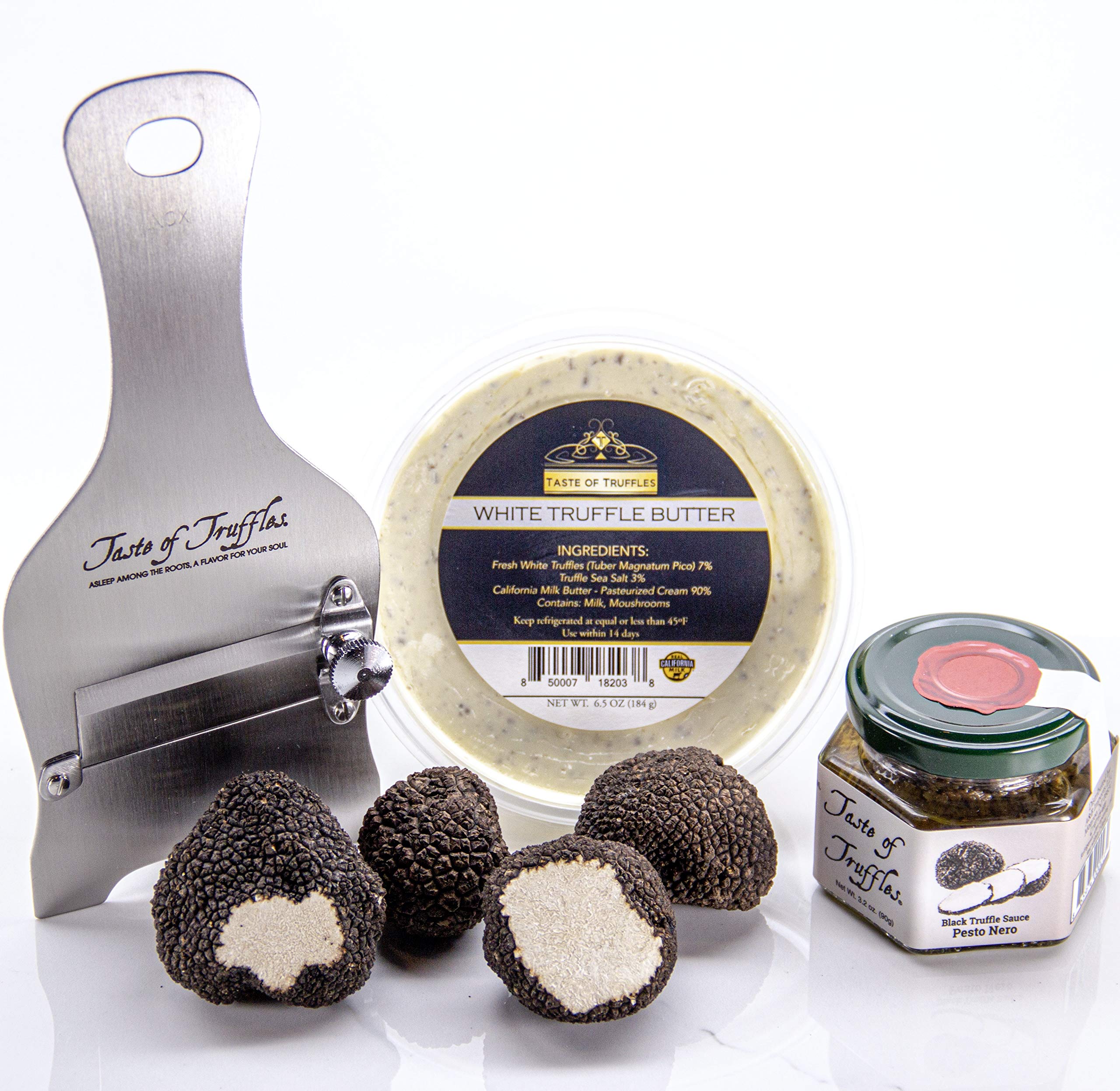 BLACK TRUFFLE CHEFS DINNER KIT - Fresh Black Burgundy Truffles (Tuber Uncinatum) 2oz | White Truffle Butter 6.5 oz | Black Truffle Sauce 3.2 oz |