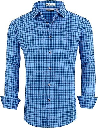 Alex Vando Mens Button Down Shirts Wrinkle Free 4-Way Stretch Print Business Casual Shirt