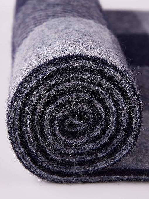 Heren Sjaal van Kasjmier (65% Wol 35% Kasjmier) Wollen Gebreide Sjaal Extra Warm Zacht Casual Zakelijk voor Winter Herfst - Smal Gestreept Donkerblauw & Grijs