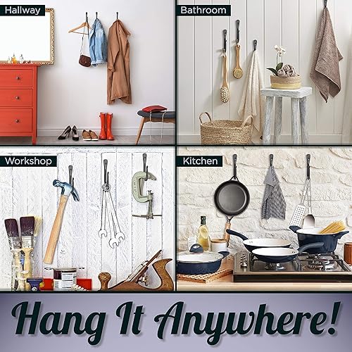 Vista 16 de Ganchos decorativos para pared – Gancho de pared para colgar abrigos, sombreros y bolsos, perchas para toallas para baño o cocina – Ganchos