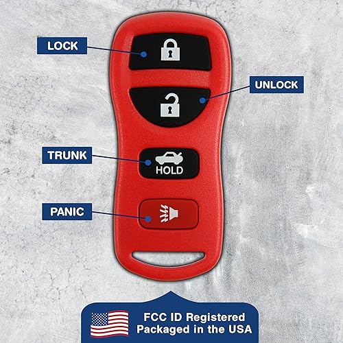 Miniatura 5 de KeylessOption Llavero de coche con control remoto de entrada sin llave para KBRASTU15-rojo (paquete de 2)