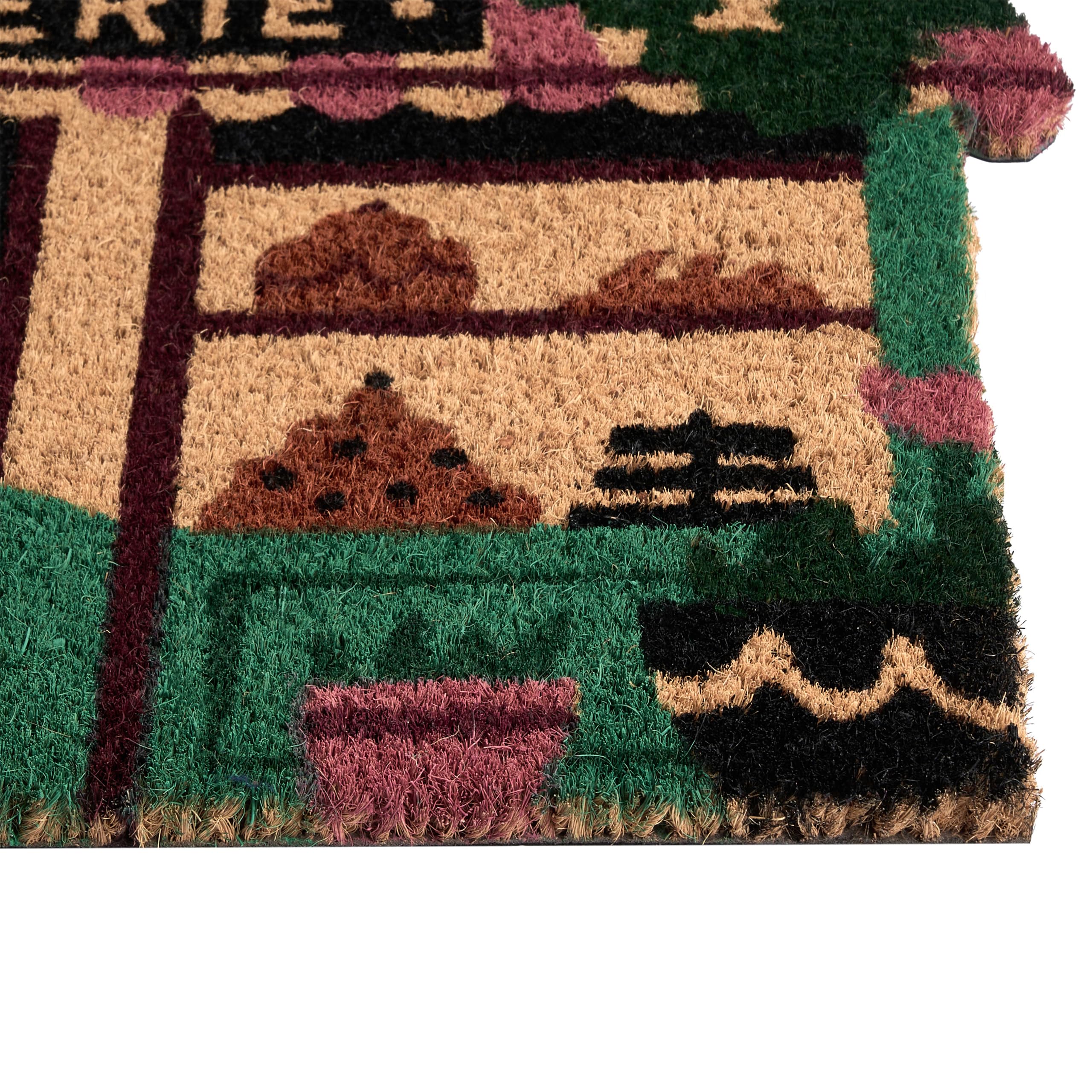 Beliani Paillasson en Fibre de Coco 60 x 90 cm Antidérapant Dessous en PVC Motif Pâtisserie Multicolore Ternate