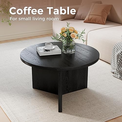 Miniatura 3 de Luoxiao Mesa auxiliar de 27.5 pulgadas para espacios pequeños, mesa moderna minimalista para sala de estar, mesa auxiliar redonda pequeña duradera y