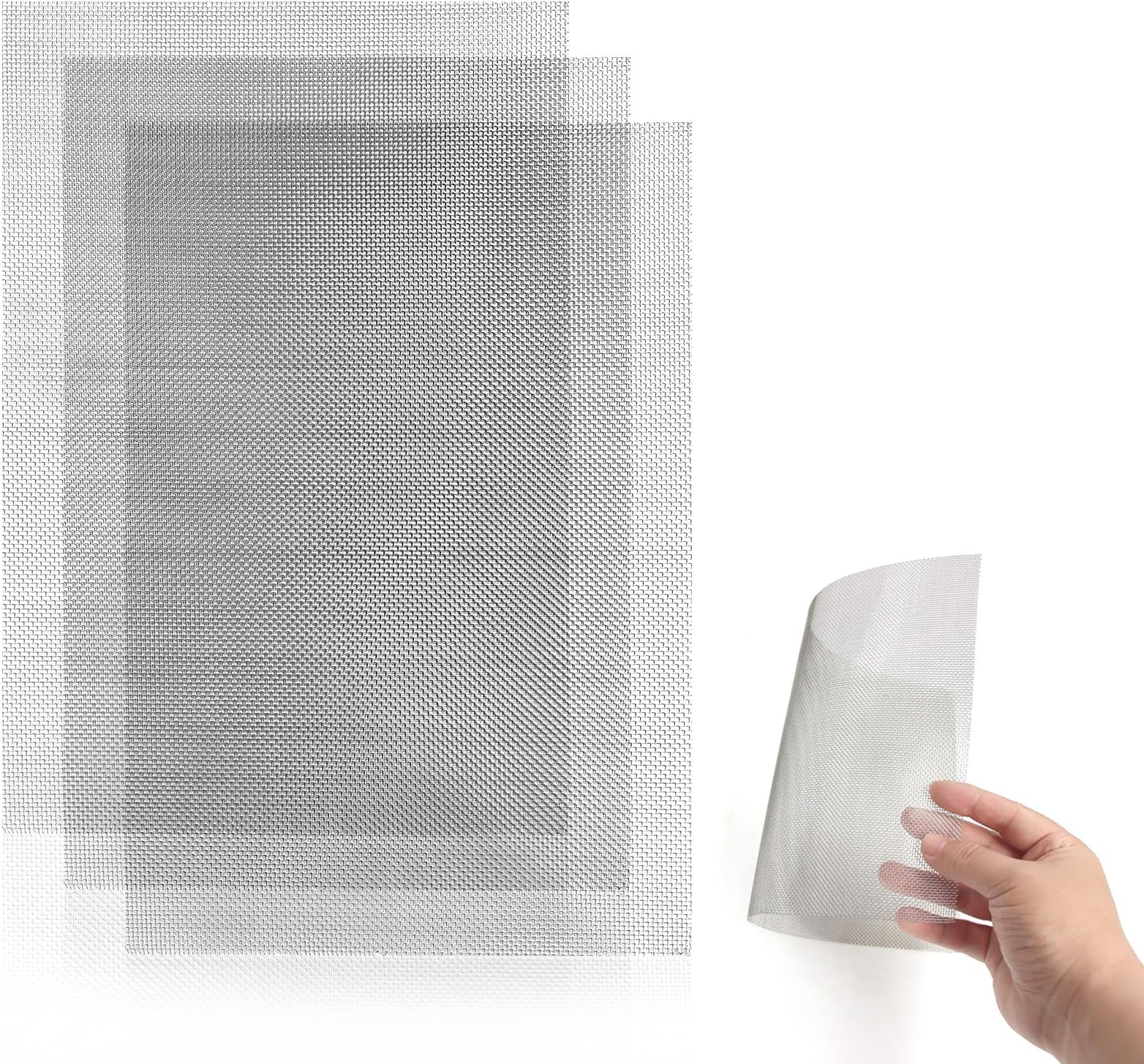 3 Pcs Stainless Steel Wire Mesh Screen - About 12 x 8 inch - 1mm Hole 20 Mesh - 0.5 mm Wire Diameter, Easy to Cut - Air Vent Mesh, Hard and Heat Resisting Screen Mesh, Window Screen Mesh
