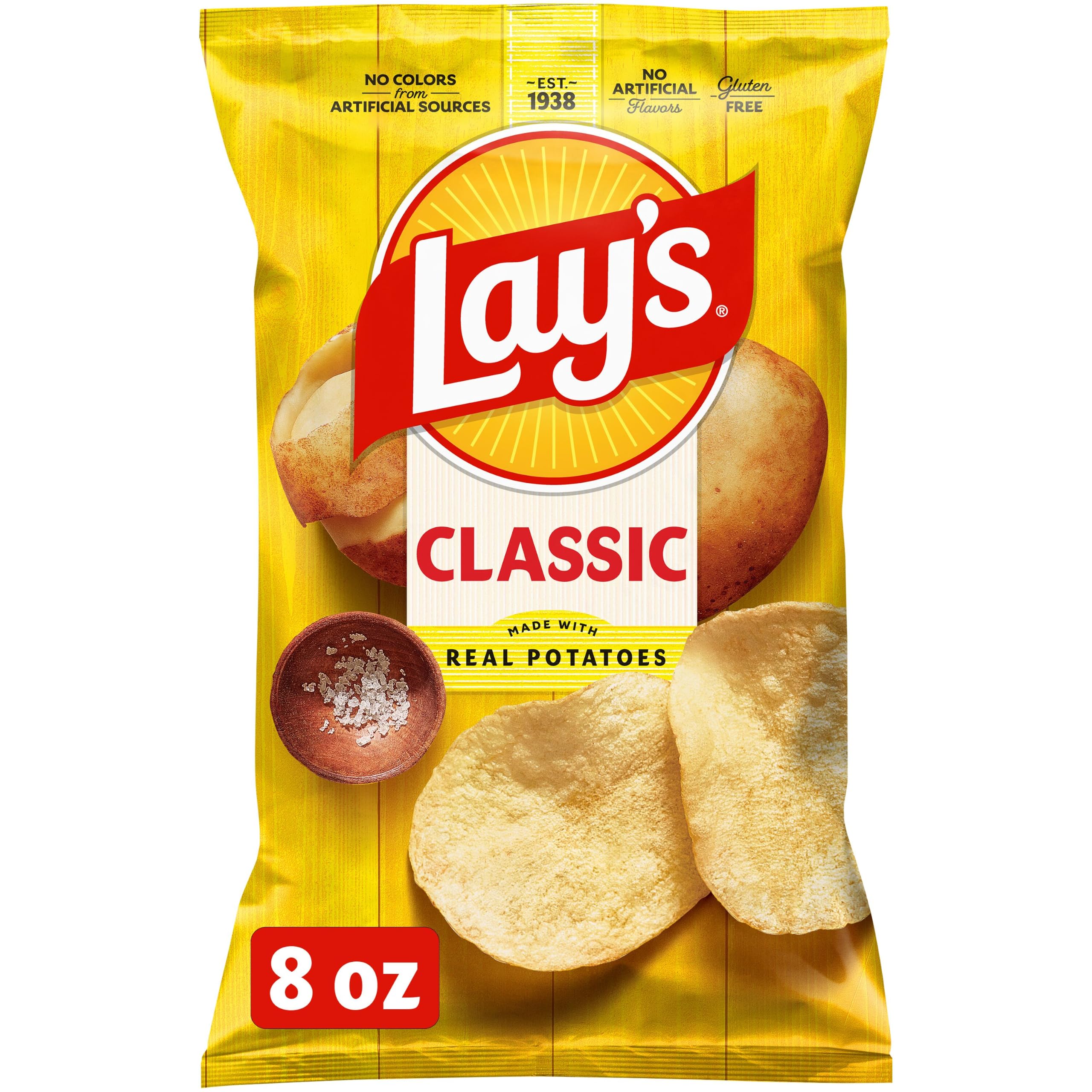 Amazon.com: Lay's Potato Chips Classic Flavor Bag, 8 Oz
