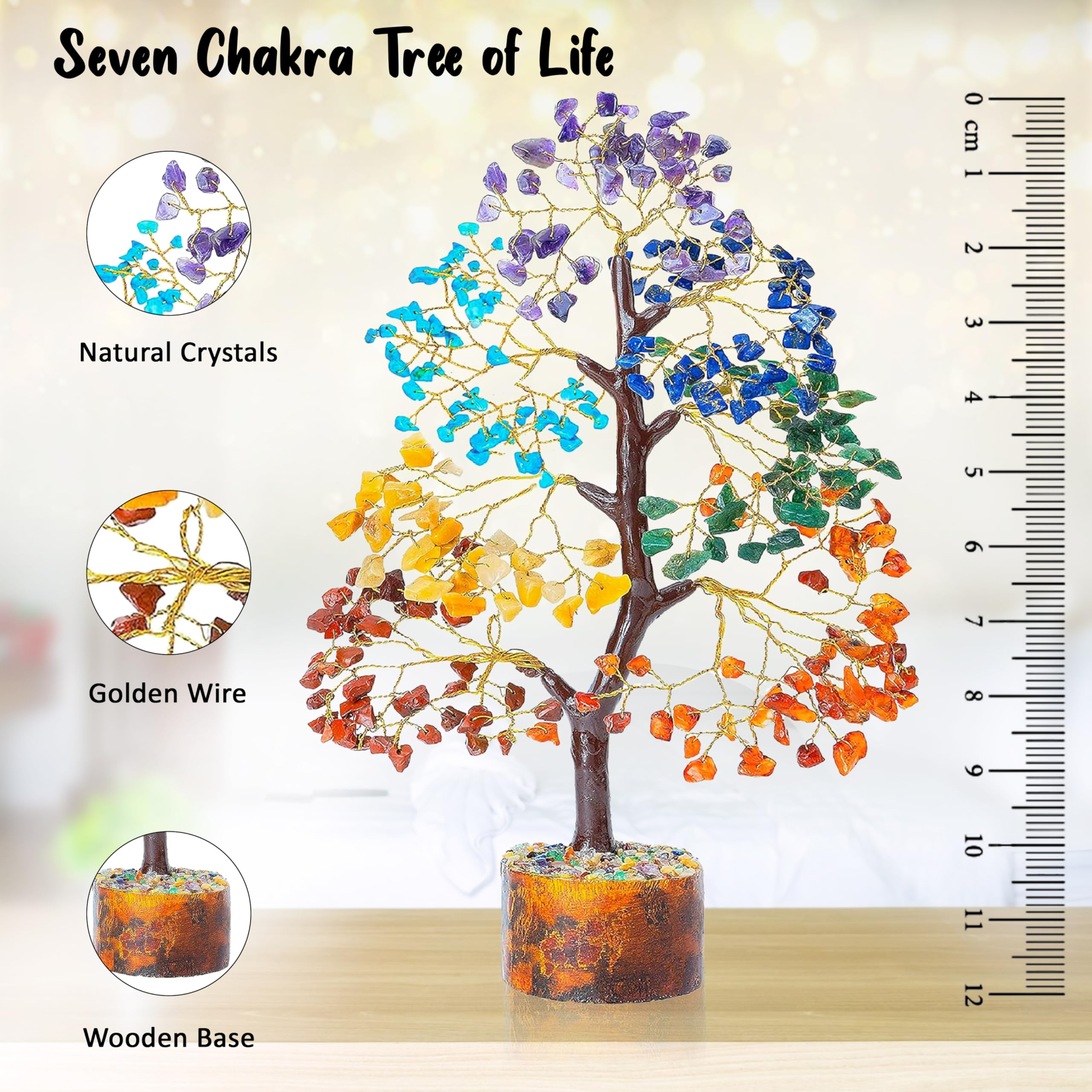 Crocon Albero della vita dei sette chakra, albero della vita per energia positiva, Feng Shui, albero dei soldi, bonsai, pietra preziosa, decorazione per la casa, regalo di compleanno premuroso per