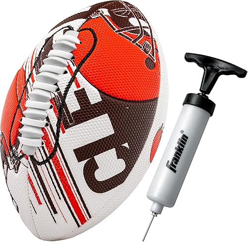 Franklin Sports NFL - Balones de fútbol americano juveniles para todos los equipos de la NFL, juegos de fútbol infantil de 8.5 pulgadas + bomba de