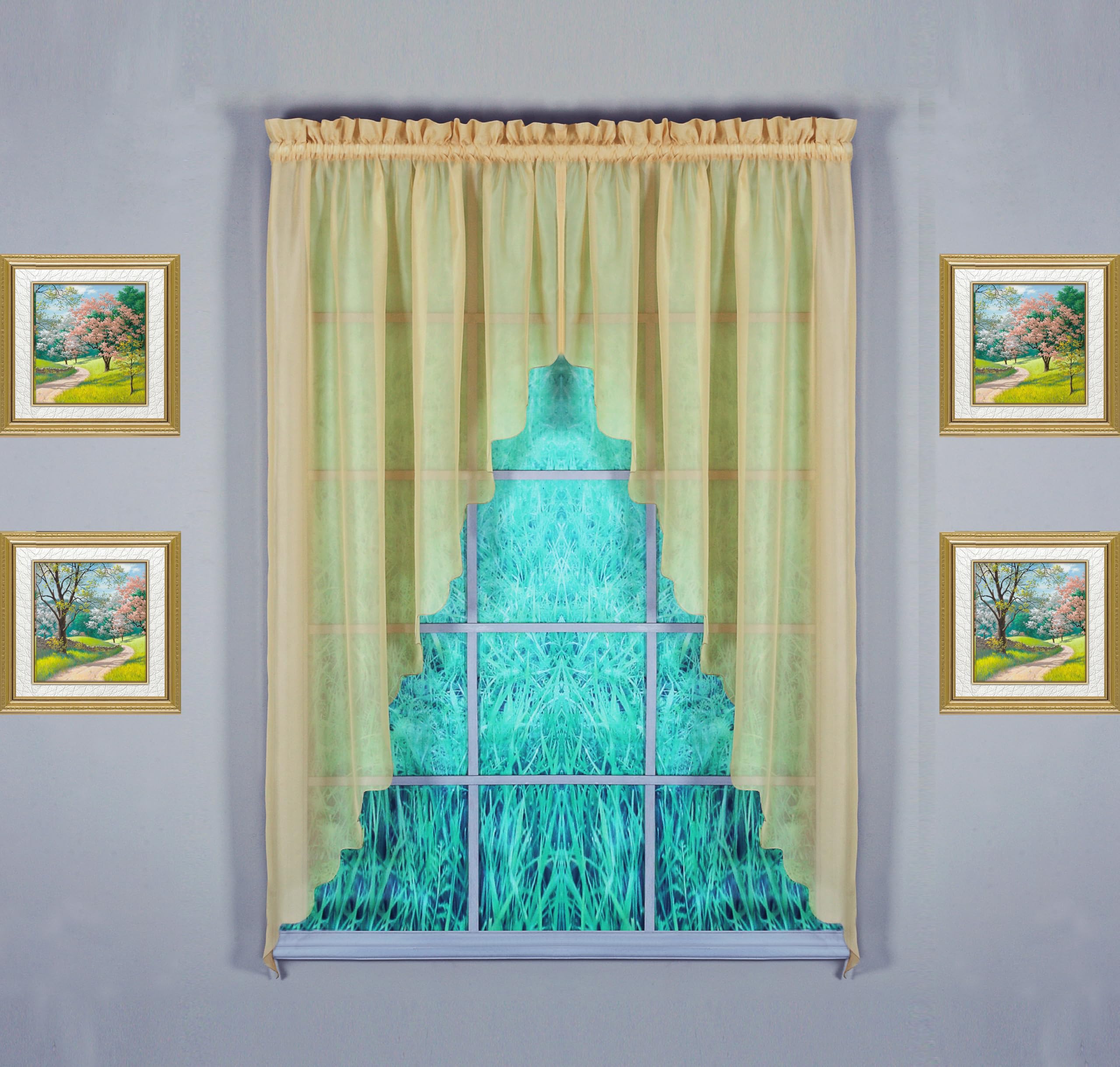 Today's Curtain Emelia Original Voile Swagger Pair 63", Gold, 90" W x 63" L