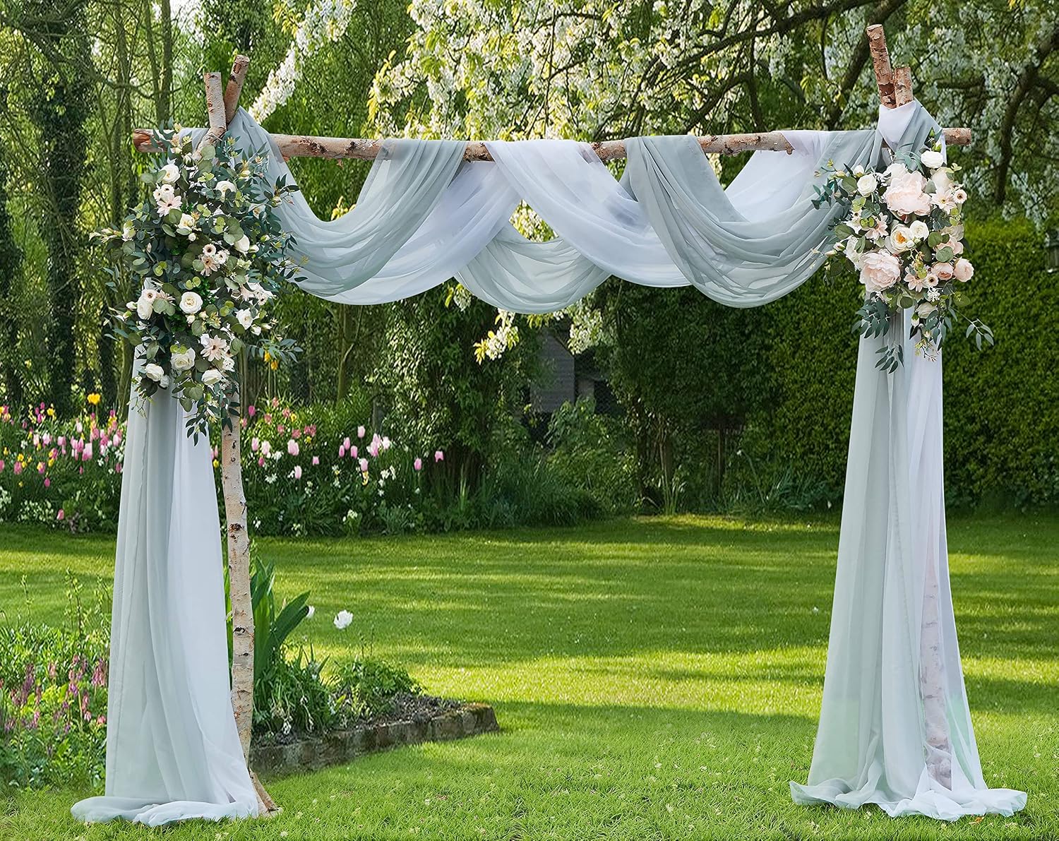 LinenZone Silver Window Scarf in 288 Inch Size. (Amazing 55 x 288, Silver) image 2