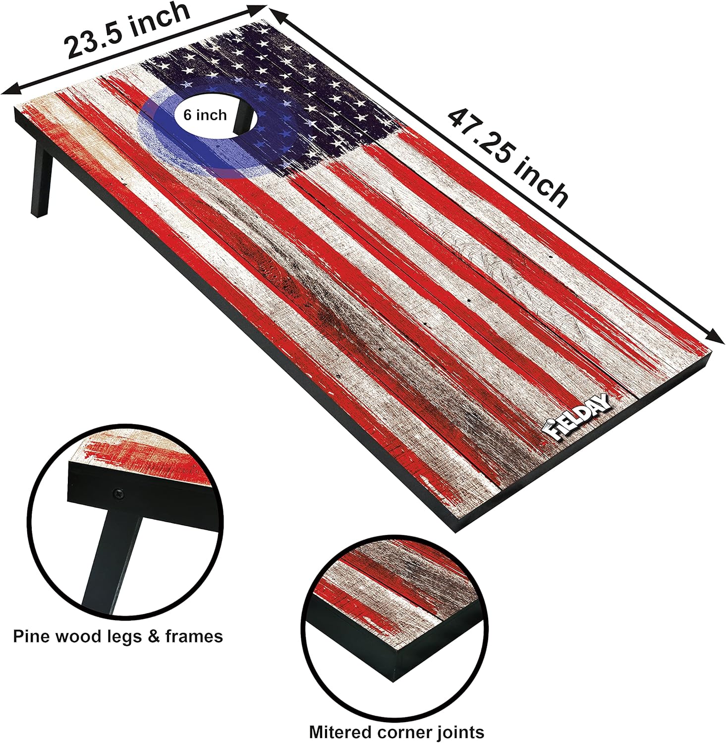 JOYIN American Flag Cornhole Set, 4'x2' Cornhole Regulation Size Game Set, Includes 8 All-Weather Regulation Bean Bags, Carrying Case, and Rules, Cornhole Boards Game for Outdoor, Backyard Fun : Sports & Outdoors