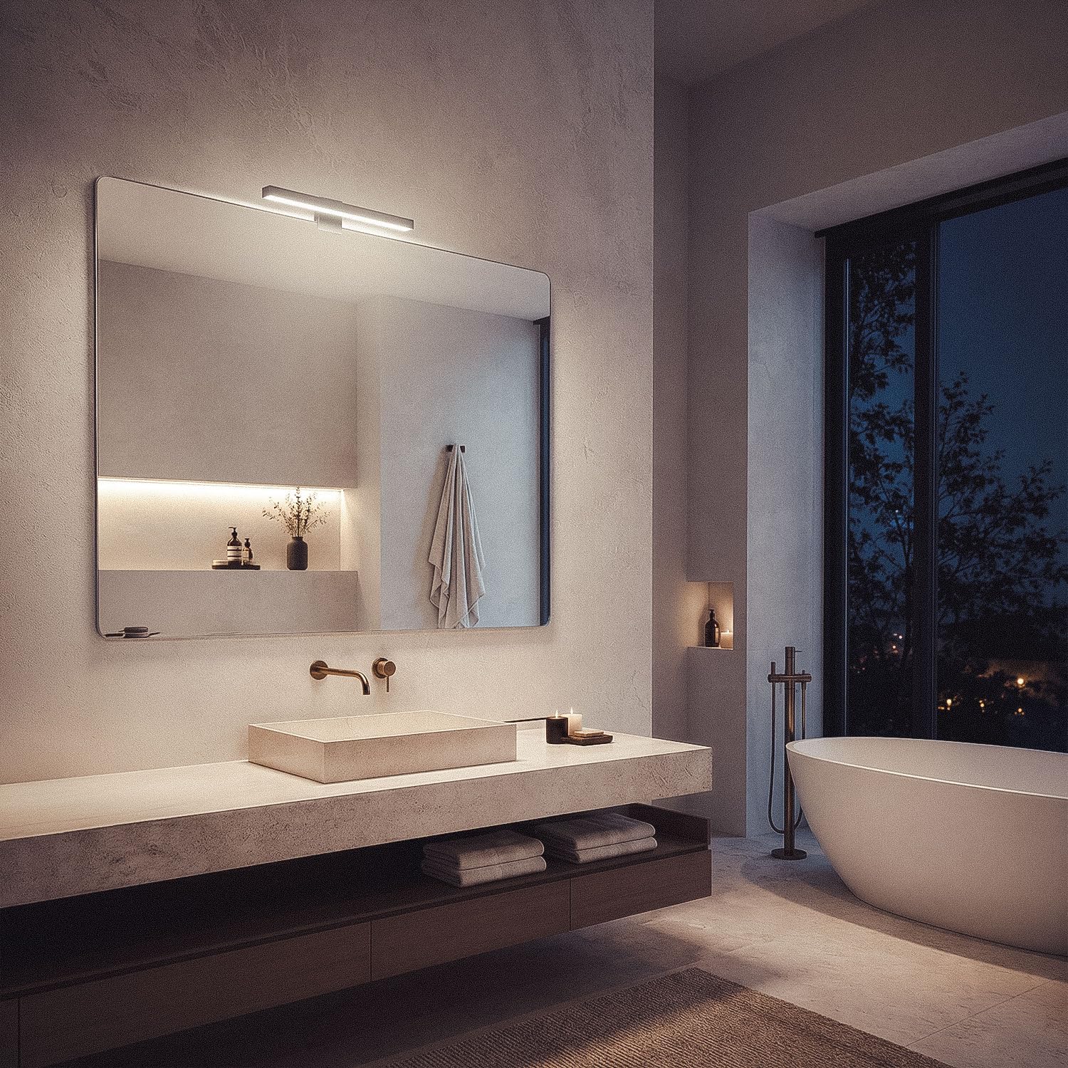 LEDKIA LIGHTING Aplique LED para Espejo de Baño Carl 5 W 6000 K Blanco Frío | Negro | Instalación sobre espejo para iluminación frontal uniforme en lavabos y aseos