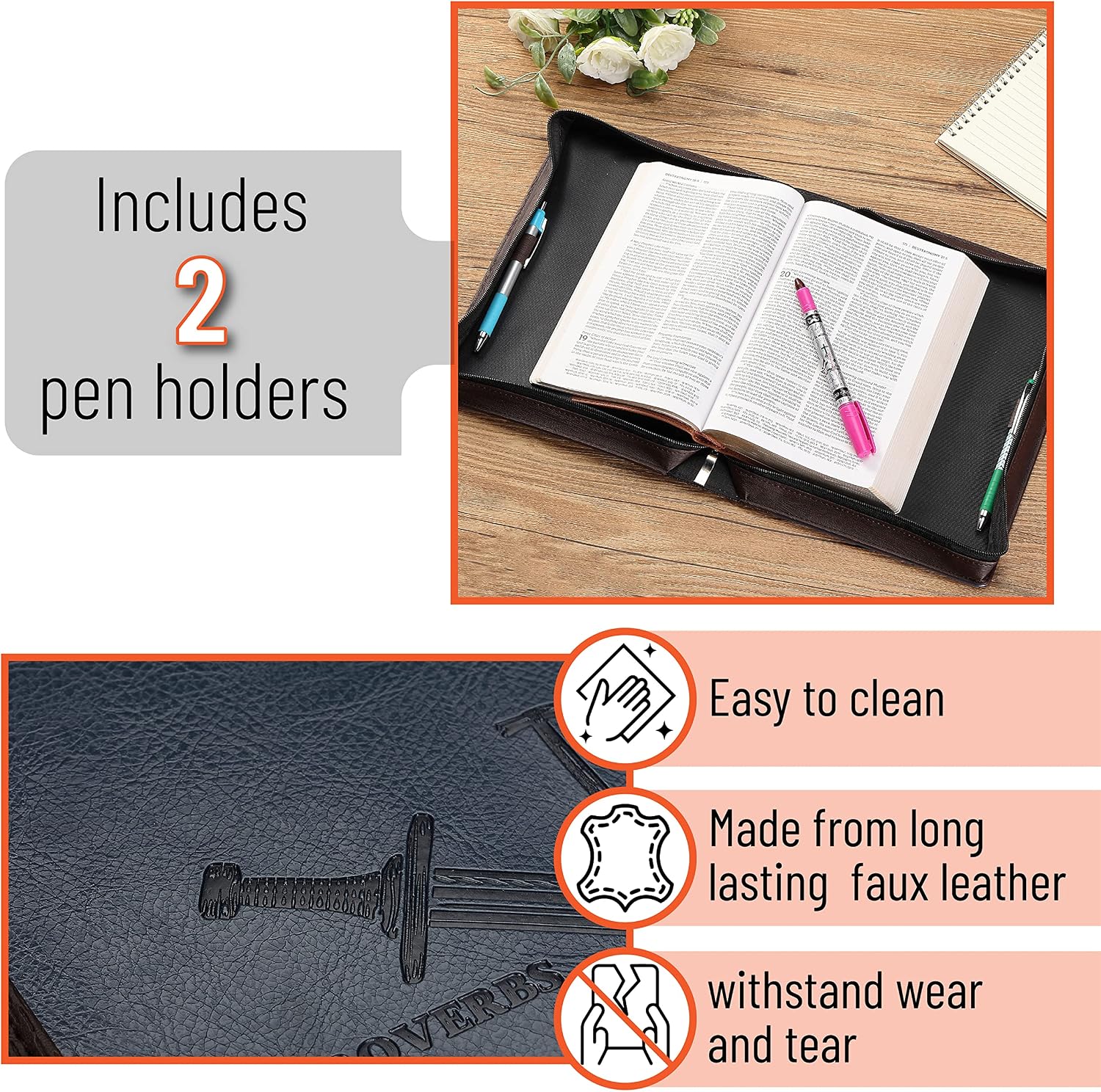 Mr. Pen- Bible Cover for Men, Large(PLEASE PAY ATTENTION TO SIZE), Faux Leather Bible Cover, Bible Cover, Bible Case, Bible Bag, Bible Case for Men, Bible Holder, Bible Carrying Case, Bible Cover Case